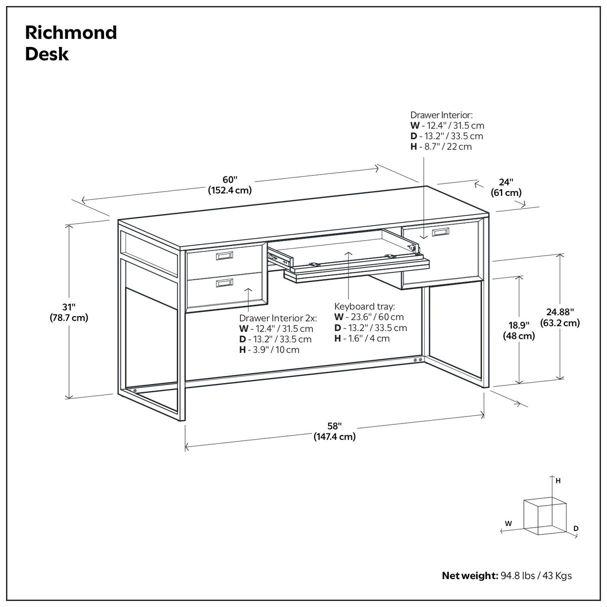 Richmond - Desk - Rustic Natural Aged Brown