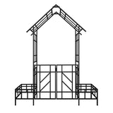 Garden Arch With Gate With Planter, Climbing Plants Support Outdoor - Black