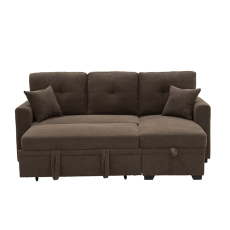 Sleeper Sectional Sofa With Pull Out Bed, Reversible Chaise, Hidden Storage