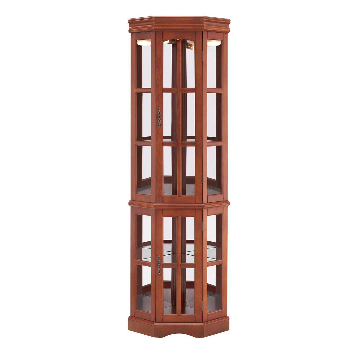 Corner Curio Cabinet With 5 Shelves And Lighting System (E26 Light Bulb Not Included)