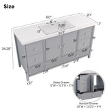 Bathroom Vanity With Separate Sink, Soft Close Doors And 4 Drawers