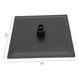 16" Square Rainfall Shower Head Fixed Wall Mount With Full Body Coverage & Self Cleaning Silicone Nozzles