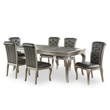 Rectangle Dining Table With Carved Accents - Champagne / Silver