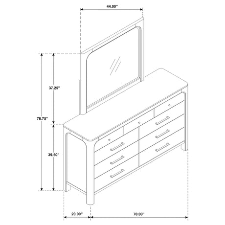 Flores - 9 Drawer Dresser With Mirror - Mango Color