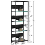 4 Tier Display Shelf With RGB Lights, LED Lighted Curio Cabinet With Adjustable Storage Box & Hooks - Black