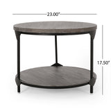 Coffee Table With Wood Patterned Tabletop And Iron Frame - Gray