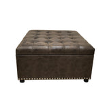 Tufted Storage Ottoman - Dark Brown