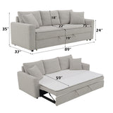 Connie - Boucle Sleeper Sectional Sofa With 2 Toss Pillows - Beige