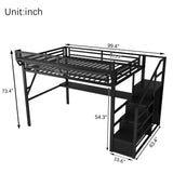 Loft Bed With Desk And Charging Station With Stairs And Light
