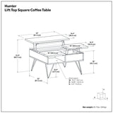 Hunter - Square Lift Top Coffee Table - Walnut