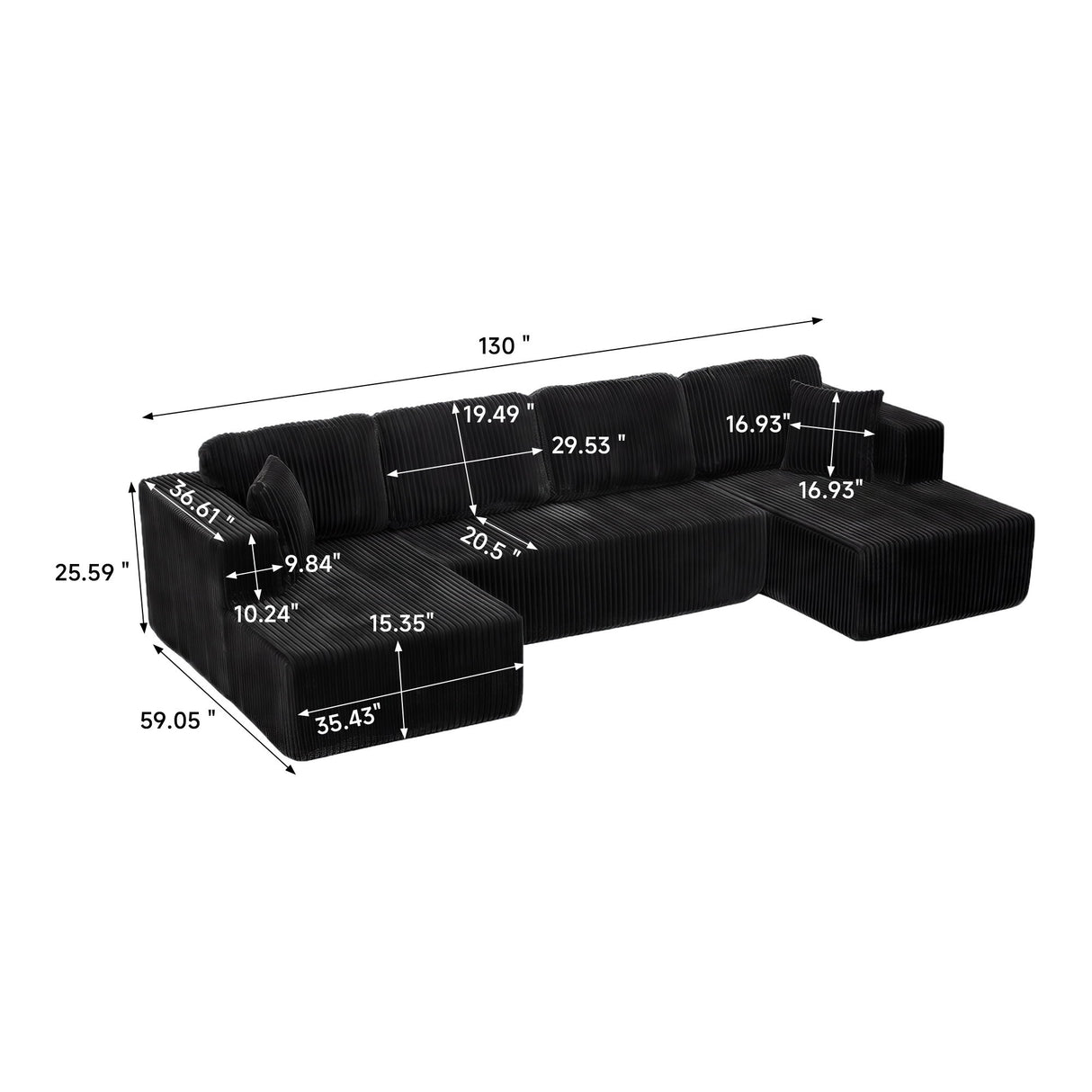 U-Shape Modular Sectional Sofa For Living Room