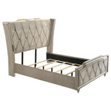 Mika - LED Upholstered Bed With Tufted Wingback Headboard And Ambient Lighting