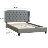 Bed With Adjustable Button Tufted Headboard