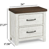 2 Drawer Nightstand With Brass Arch Pulls, Bedroom Furniture - Brown / Distressed White / Walnut