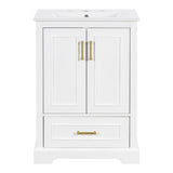 Bathroom Vanity With Sink, 1 Divided Drawer And 2 Soft Close Doors With Double Shelf