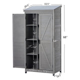 Outdoor Storage Shed With Vertical Tool Cabinet For Backyard