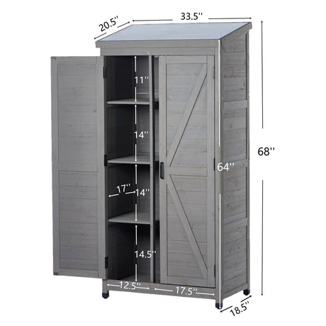 Outdoor Storage Shed With Vertical Tool Cabinet For Backyard