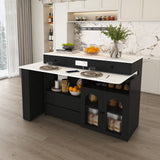 Kitchen Island With Extendable & Rotating Table