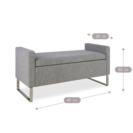 Upholstered Ottoman Bench With Storage - Dark Gray