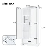 Tall Bathroom Storage Cabinet With 2 Doors And 2 Drawer, Adjustable Shelf - White