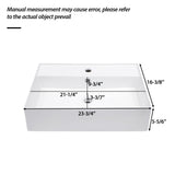 Modern Ceramic Rectangular Wall Mounted Bathroom Sink With Faucet Hole & Overflow