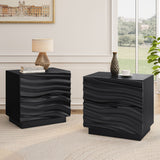 Nightstands, Bedside Table With 2 Drawers (Set of 2) - Black