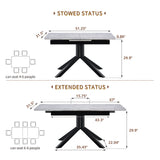 Rectangular Dining Table With Geometric Legs For Dining Room - Light Gray