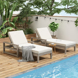 Outdoor Lounge Chairs, 5 Position Chaise Lounge With Adjustable Backrest (Set of 2) - Gray