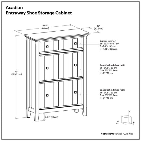 Acadian - Entryway Shoe Storage Cabinet - Brown