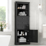 Tall Storage Cabinet With 3 Drawers And Adjustable Shelves For Bathroom