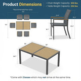 5 Piece Gray Aluminum Patio Dining Set With Textilene Chairs For Outdoor Use