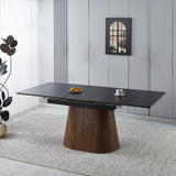 Extendable Dining Table With Cone Base - Brown / Black