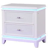 Opium - 2 Drawer Nightstand With LED Lights - White