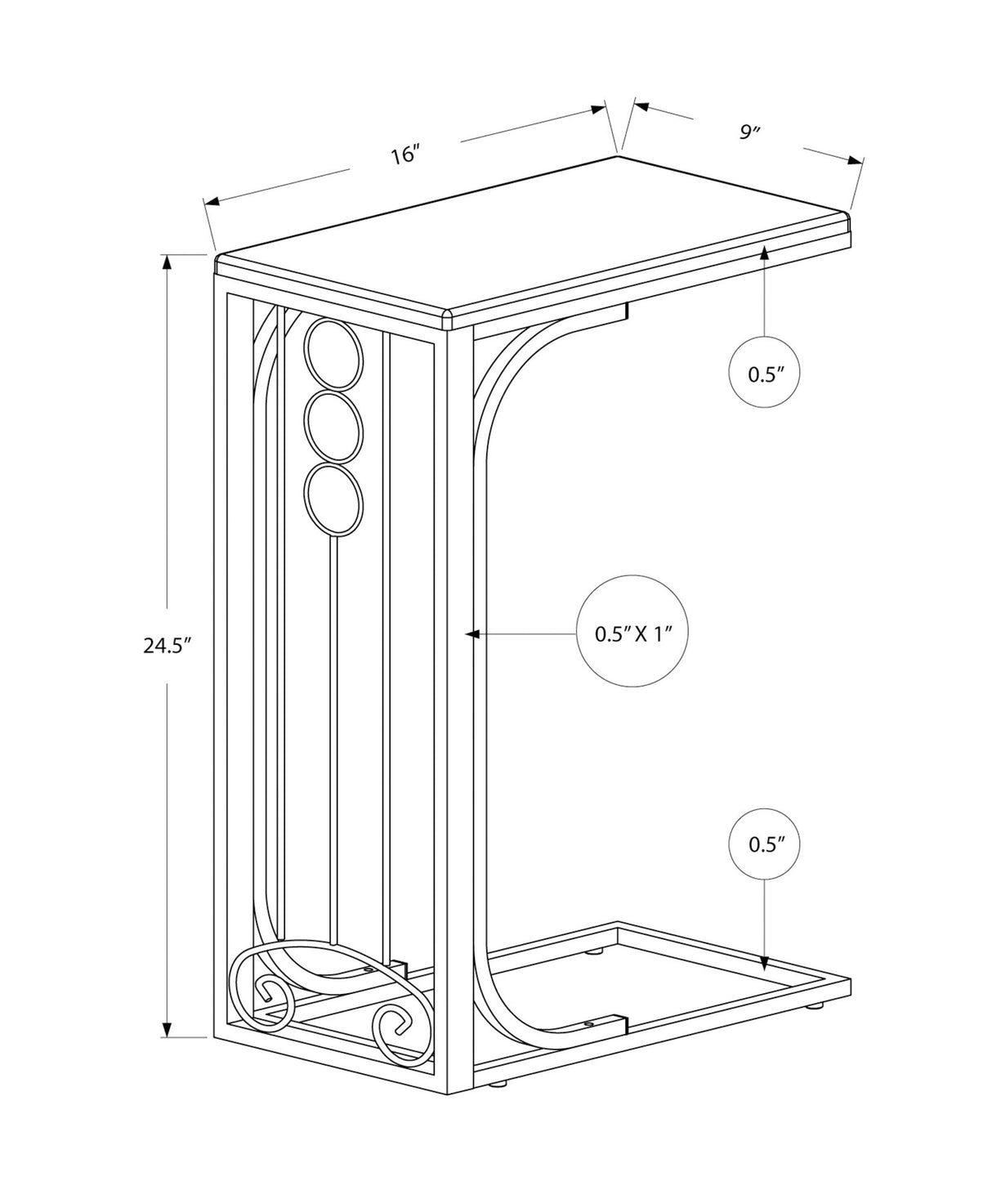 Elegant Accent Table, C - Shaped, Transitional