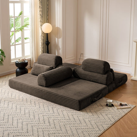 Convertible Sleeper Sofa With & Side Storage Pocket, Foldable Upholstered Couch For Living Room