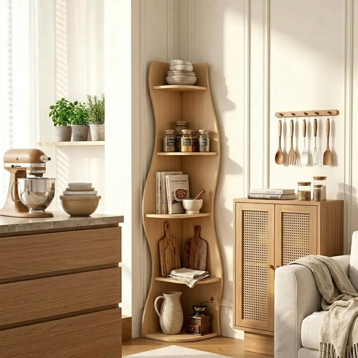5 Tier S - Shaped Corner Shelf For Living Room