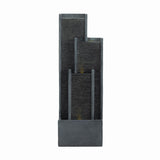 Outdoor Water Fountain With Cascading Waterfall And LED Lighting - Black