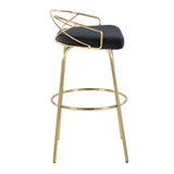 Charlotte - Glam Glam / Art Deco Fixed Height Barstool With Swivel With Round Footrest (Set of 2)