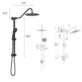 Shower System With 5 Function Rain Hand Shower And Slide Bar Combo