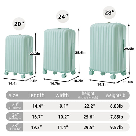 20" / 24" / 28" 3 Pieces / Set Spinner Wheel Luggage, Carry On Suitcase, With Cup Holder & USB Port & Phone Holder