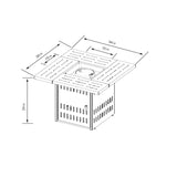 Propane Gas Fire Pit Table, 50000 Btu, Rectangular For Outside - Black