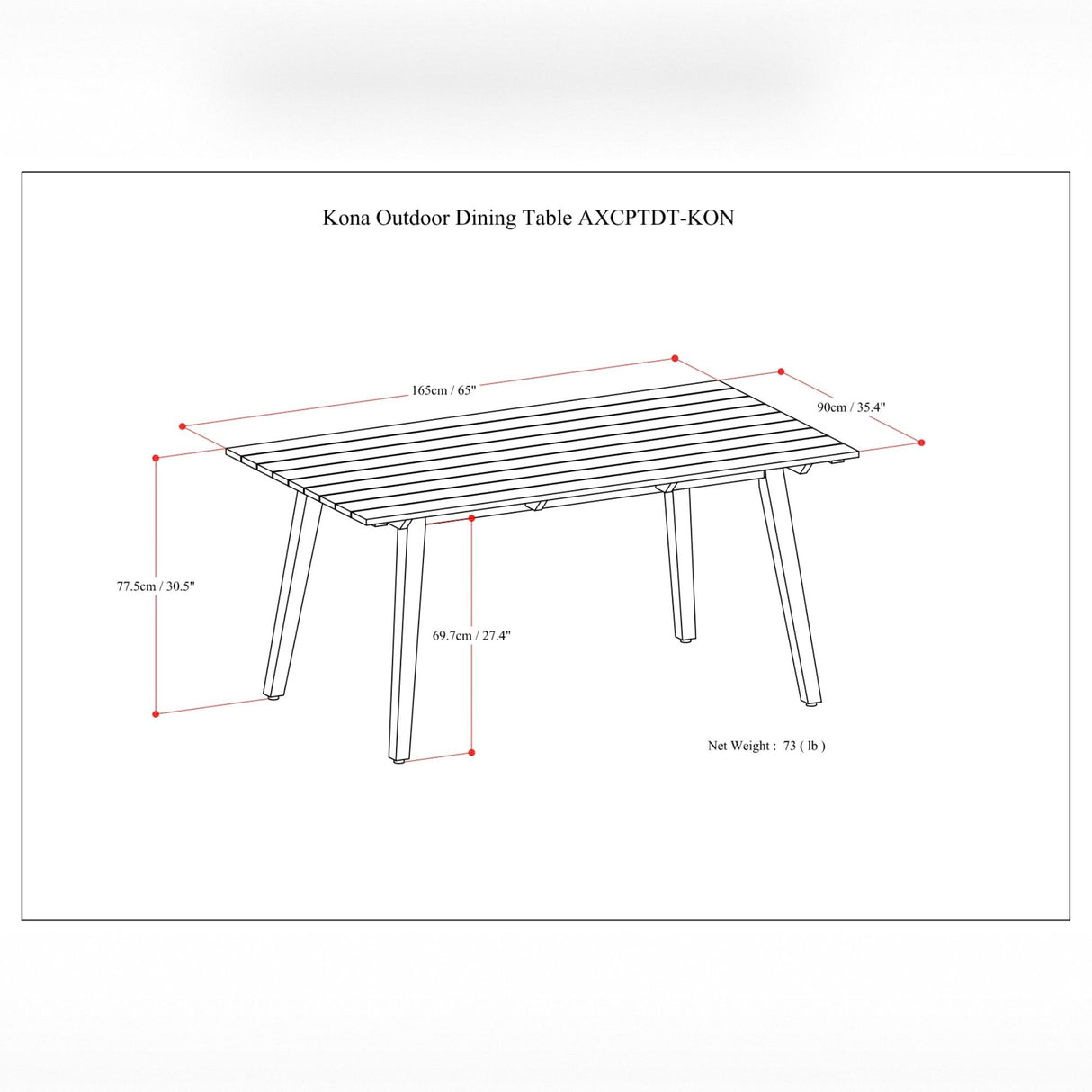 Kona - Outdoor Dining Table - Light Teak