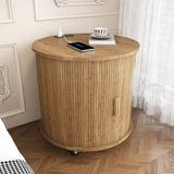 Cylinder Nightstand With Charging Station & Sliding Door