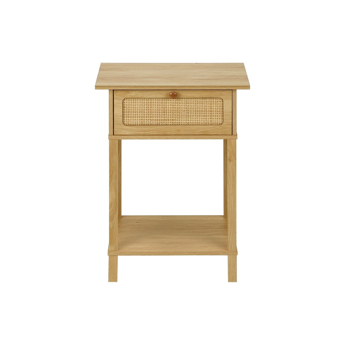 Accent Table With Storage Drawer, 2 Tier Nightstand For Living Room - Natural