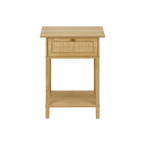Accent Table With Storage Drawer, 2 Tier Nightstand For Living Room - Natural