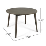 Round Outdoor Patio Table With Slatted Top - Gray