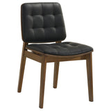 Tufted Back Dining Chairs With Tufted Upholstered Seats And Tapered Legs (Set of 2) - Black