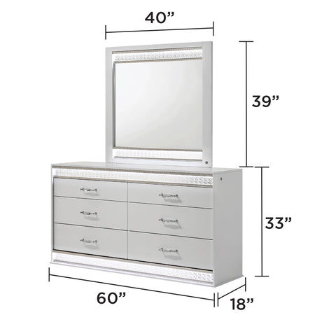Glam - 6 Drawer Dresser With LED Lighting (Includes Dresser Only) - White