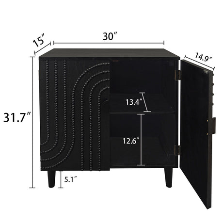 2 Door Storage Cabinet With Adjustable Shelf - Black