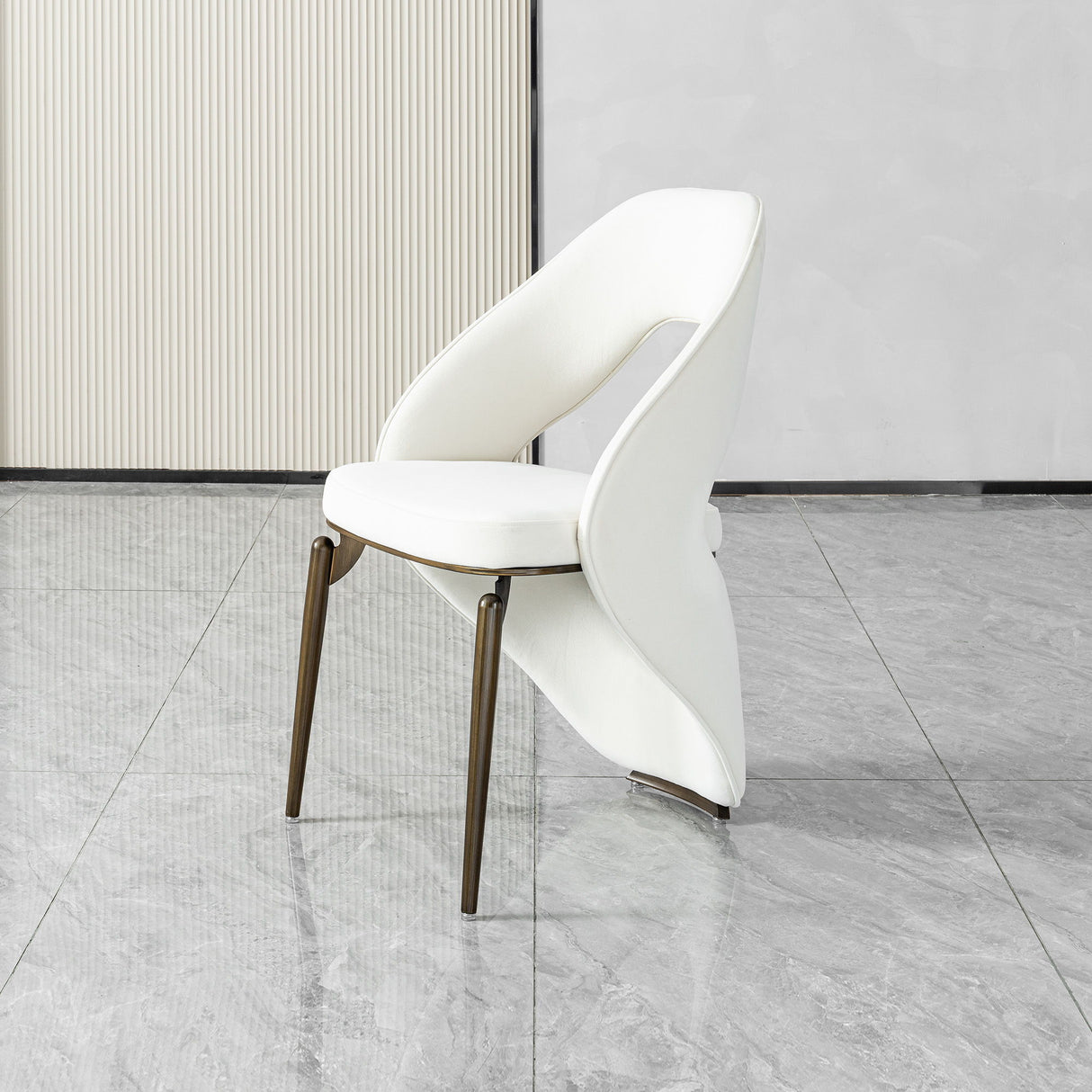 Dining Chair With Open Back Design Upholstery - Ancient White